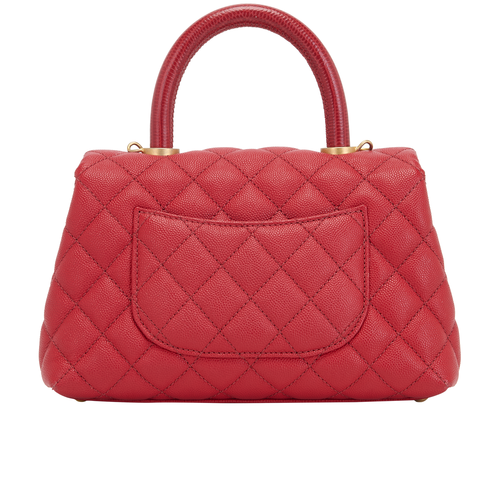 Mini Coco Top Handle, &pound;3,000, Handbags, Red, Caviar Leather/Lizard, Back view
